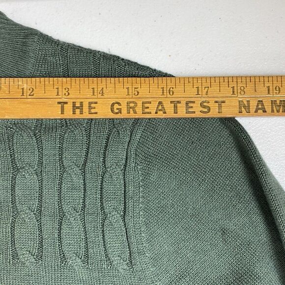 Criquet Cable Knit Sweater Mens Medium Green Fisherman Cashmere Blend Sweatshirt - Picture 10 of 13